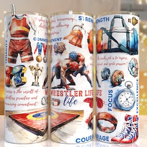 Wrestling life 20oz Skinny Tumbler Sublimation Designs, Wrestling coach PNG File Digital Download,Wrestling coach PNG