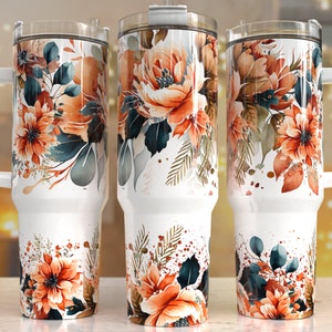 Boho Floral 40 Unzen Quencher Tumbler Wrap / PNG Tumbler Design Sublimation Designs Downloads - PNG/ Seamless Design