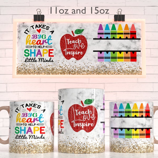 Teacher Name Gold glitter Mug Sublimation Template -Sublimation Designs -11Oz Mug -15Oz Mug PNG Mug Templates -Cricut Mug Press Designs Wrap