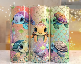 Turtle print Print Tumbler, Glitter turtle Skinny Tumbler,20 oz Skinny Tumbler Sublimation Design download, Tumbler baby cute turtle png