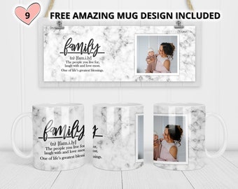 Marmor Fotobecher Sublimationsvorlage - Sublimationsdesigns -11Oz Becher -15Oz Becher PNG Bechervorlagen - Cricut Becherpresse Designs Wrap