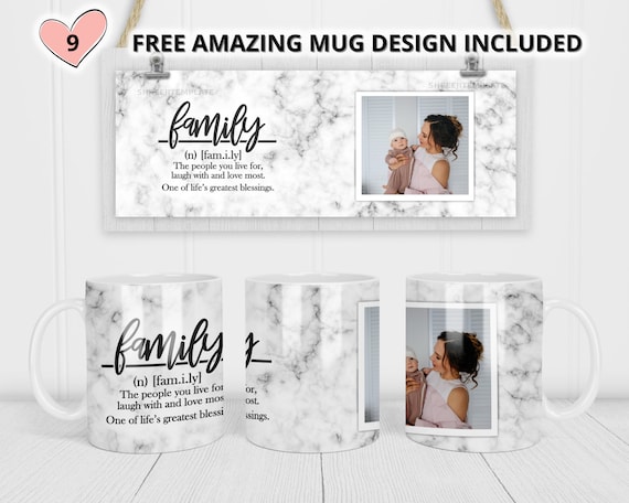 Marble Photo Mug Sublimation Template - Sublimation Designs -11Oz Mug -15Oz Mug PNG Mug Templates - Cricut Mug Press Designs Wrap