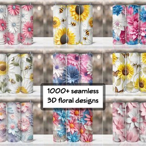 1000+ 3d seamless Tumbler Wraps for 20 oz Sublimation Tumbler Bundle for floral design, Floral Tumbler paper