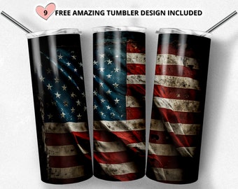 USA flag sublimation tumbler |American flag USA | Sublimation Designs Downloads - 20 oz tumbler template sublimation image Design