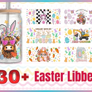 30+ påsk Libby wrap glasburk wrap - Digital nedladdning SVG-filer för Cricut - Wrap mall - 16oz mall, vattenrutschkana