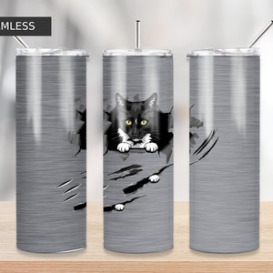 tuxedo-cat Cat tumbler Design | Sublimation Designs Downloads-20 oz skinny tumbler sublimation image ,Cat mom tumbler waterslide download