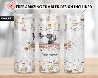 Sewing Tumbler Png Wrap sublimation design,20oz Skinny Sublimation,Photo tumbler sublimation design download, waterslide full wrap