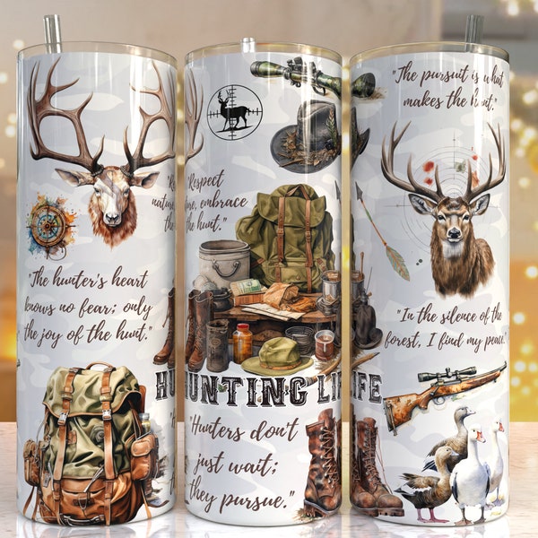 Hunting life 20oz Skinny Tumbler Sublimation Designs, Hunting PNG File Digital Download, Hunting tumbler png, hunting tumbler wrap