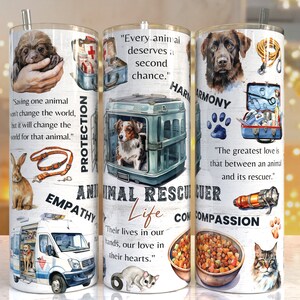 Animal Rescuer 20oz Skinny Tumbler Sublimation Designs, Animal Rescuer PNG File Digital Download, Animal Rescuer tumbler png