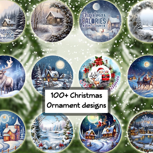 100+ Christmas Round Ornament Bundle PNG Sublimation Template, Photo Memorial Christmas Ornament Png Designs Digital Download