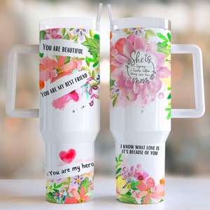 Sie ist inspirierend lebendige Floral 40 Unzen Quencher Tumbler Wrap / PNG Tumbler Design Sublimation Designs Downloads - PNG / nahtloses Design