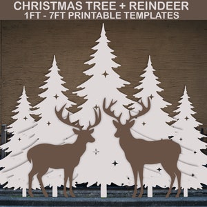 Christmas Tree Template, Printable Stencil Pdf, Christmas Silhouette Decor Templates, Christmas Scene Template, Backyard Decor, Garden Decor