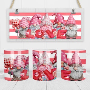 Gnome valentine day Mug Sublimation Template -Sublimation Designs -11Oz Mug -15Oz Mug PNG Mug Templates -Cricut Mug Press Designs Wrap