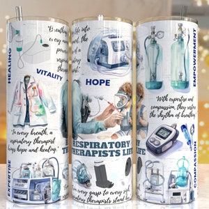 Respiratory Therapist 20oz Skinny Tumbler Sublimation Designs, Respiratory Therapist PNG File Digital Download, therapist tumbler wrap