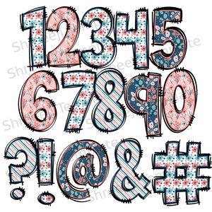 4 set of Spring floral Doodle Letters Alphabet PNG Hand Drawn Upper and Lower Case Numbers Alpha Pack Digital Download image 4