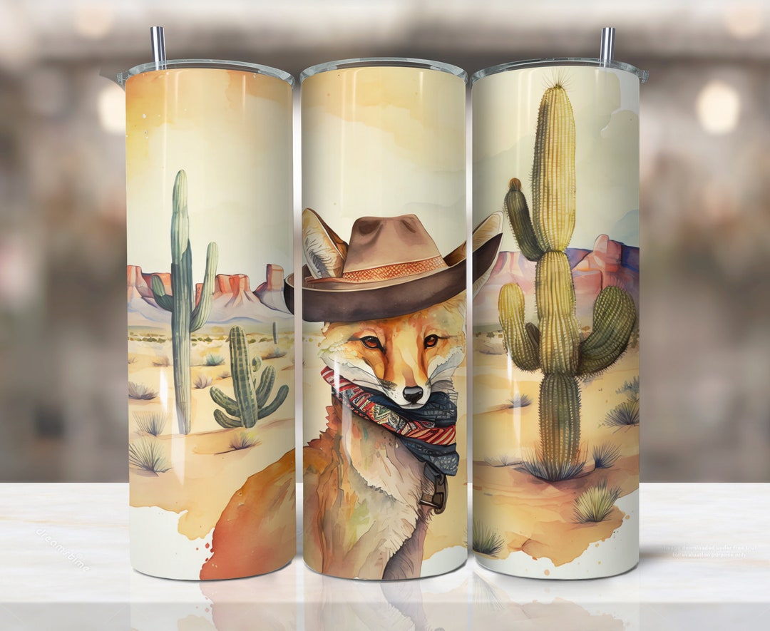 Fox Wearing Sombrero 20 Oz Skinny Tumbler Sublimation Design Digital ...