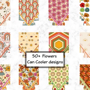 50 PNG Flower/Vsplit  Can Cooler Sublimation Design, Can cooler Designs, Can cooler Sublimation Design, Instant Download, Commercial Use Png