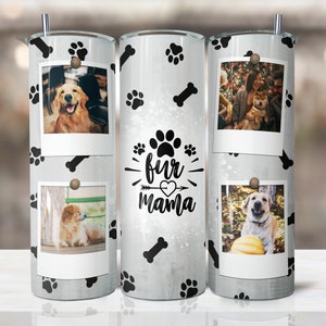 Your Photo, Fur Mama wood Tumbler, Dog Mama Png Sublimation 20oz Seamless Skinny, Tumbler Sublimation, Full Tumbler Wrap image 1