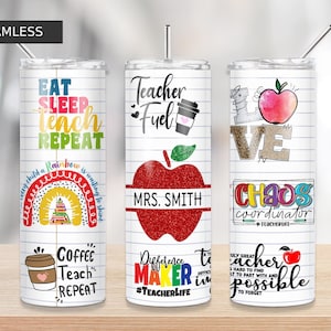 Teacher Name Tumbler Design | Sublimation Designs Downloads - 20 oz skinny tumbler sublimation image Design - PNG, Mom life tumbler