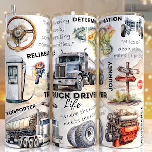 Truck Driver 20oz Skinny Tumbler Sublimation Designs, Truck Driver PNG File Digital Download, Truck Driver tumbler png