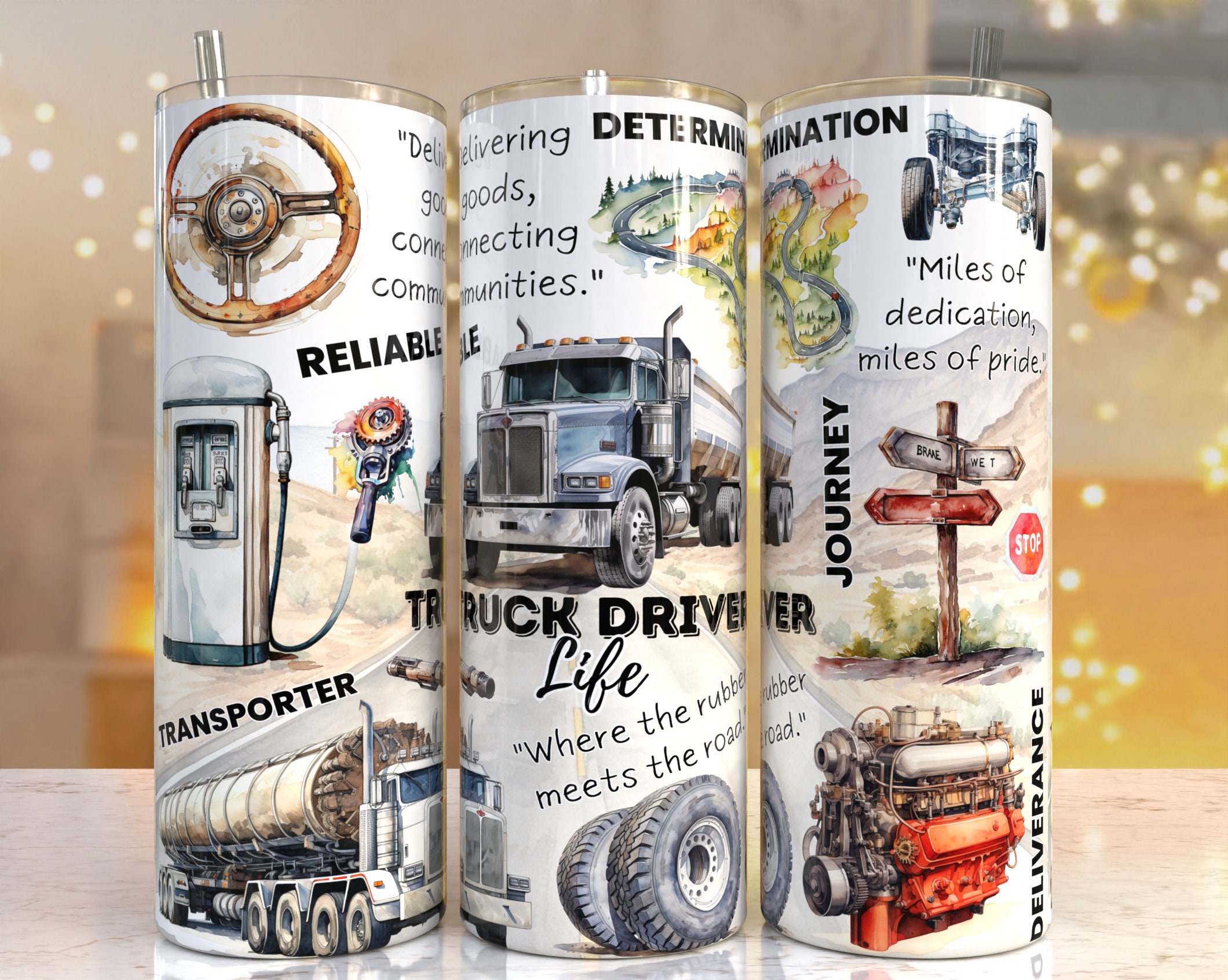 1pc 20oz Truck Driver Gifts for Men, Cool Gifts for Truck Drivers, Gifts  for Truckers, Night truck Tumbler Cup, Insulated Travel Coffee Mug with Lid