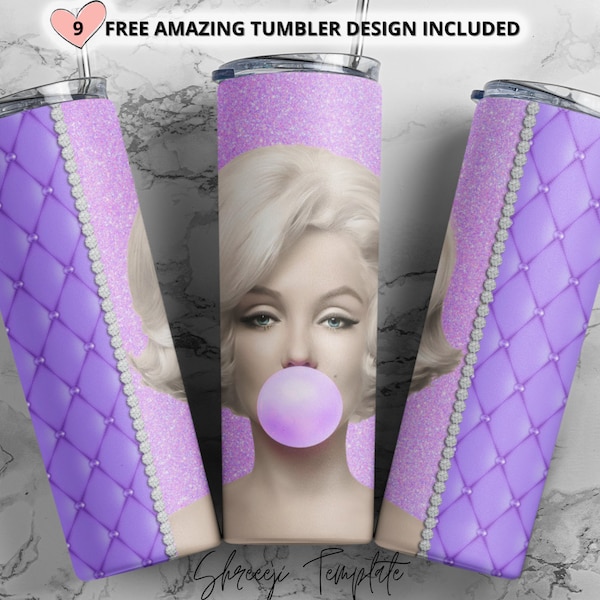 Purple Marilyn Monroe designer bag tumbler design| |chain bag design|20oz design|Sublimation Designs, Full Tumbler Wrap,Digital Downloads