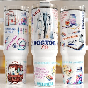 Doctor life  40oz Quencher Tumbler Wrap/  PNG Tumbler Design Sublimation Designs Downloads - PNG/ seamless design, Doctor life tumbler