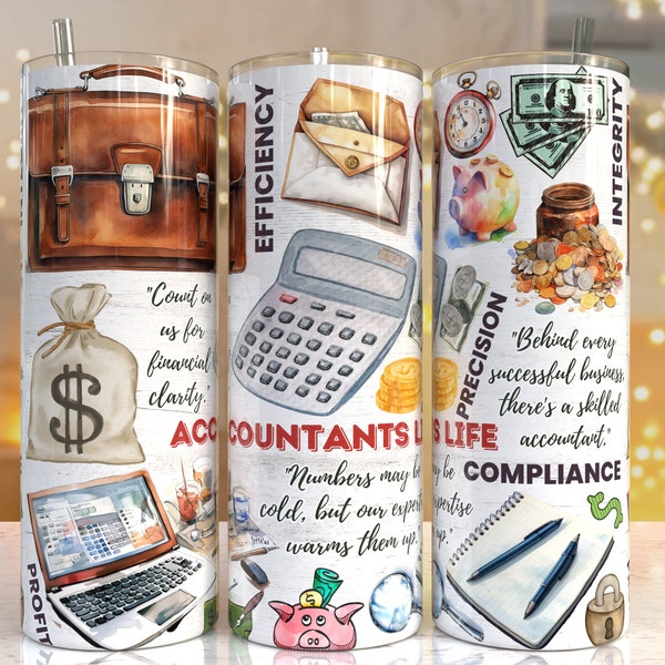 Accountant leven 20oz Skinny Tumbler sublimatie ontwerpen, Accountant PNG-bestand digitale download, Accountant Tumbler download sublimatie png