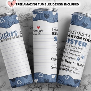 Schwester Becher, To My Sister Becher, Becher Sublimation Design Downloads |20oz Skinny Tumbler | Digitaler Download, Waterslide Sublimation
