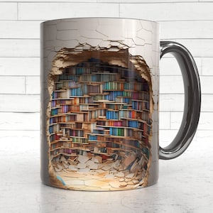 3d Bookshelf Mug A Library Shelf Cup Library Bookshelf - Temu