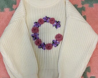 Personalised Custom Hand Embroidered Knitted Baby Toddler Jumper