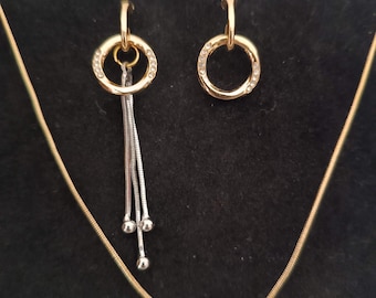 Jewelry set, asymmetrical necklace and earrings