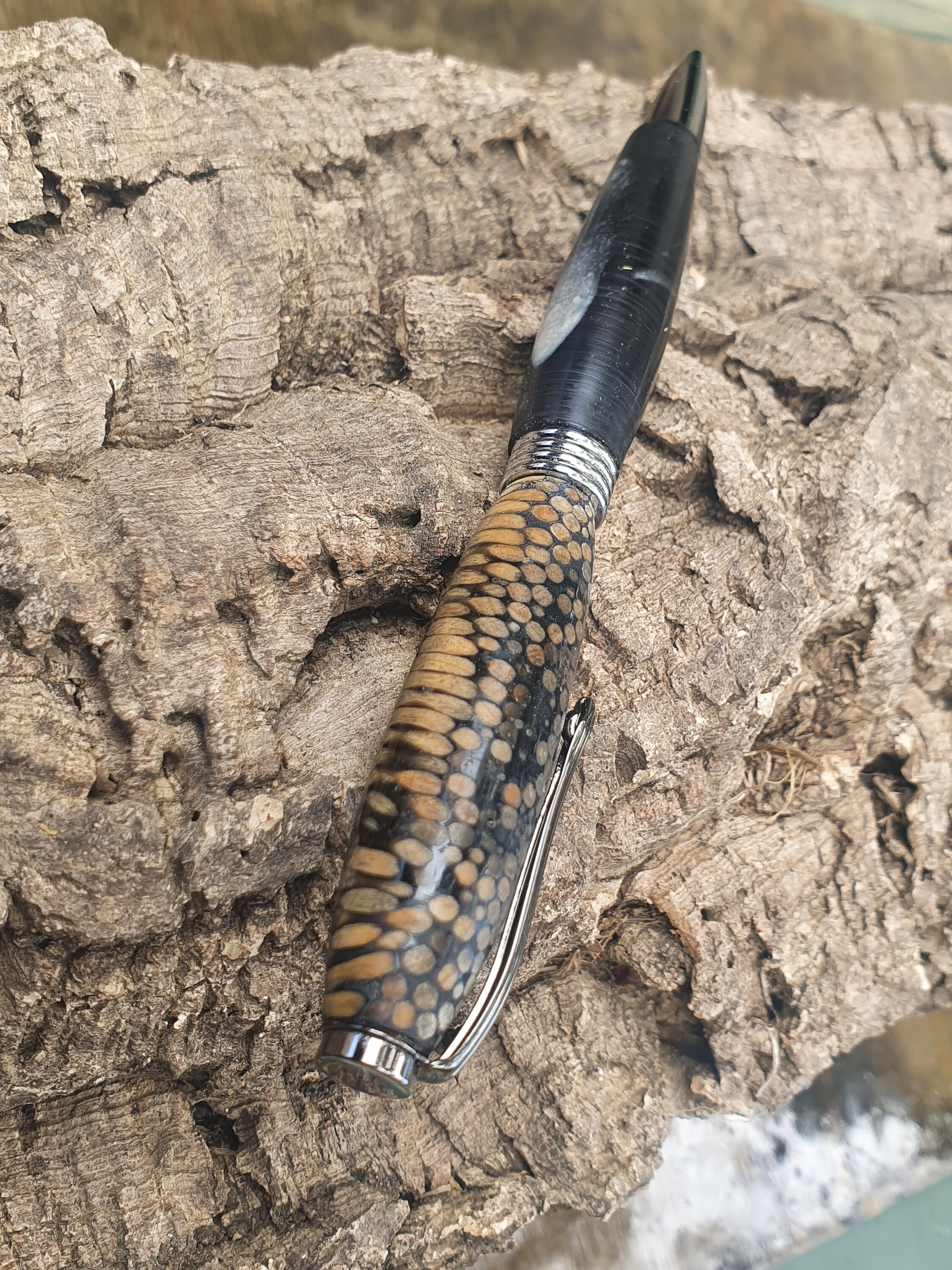 Wood and resin ballpoint pen