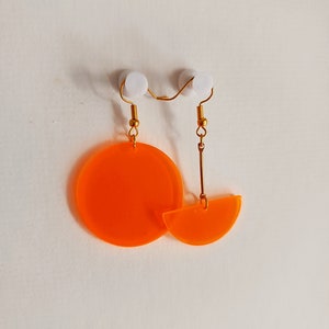 Asymmetrical earrings summer collection Orange