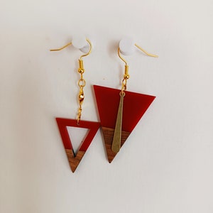 Boucles d'oreilles asymétriques Rouge