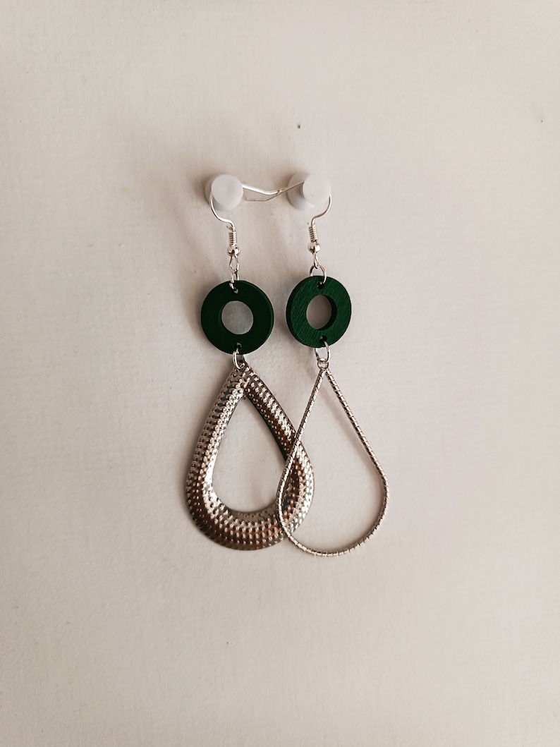 Boucles d'oreilles asymétriques Vert Sapin