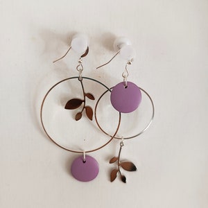 Asymmetrical earrings Purple