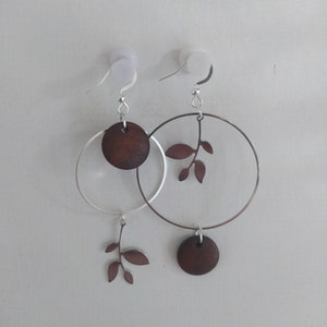 Asymmetrical earrings Marron