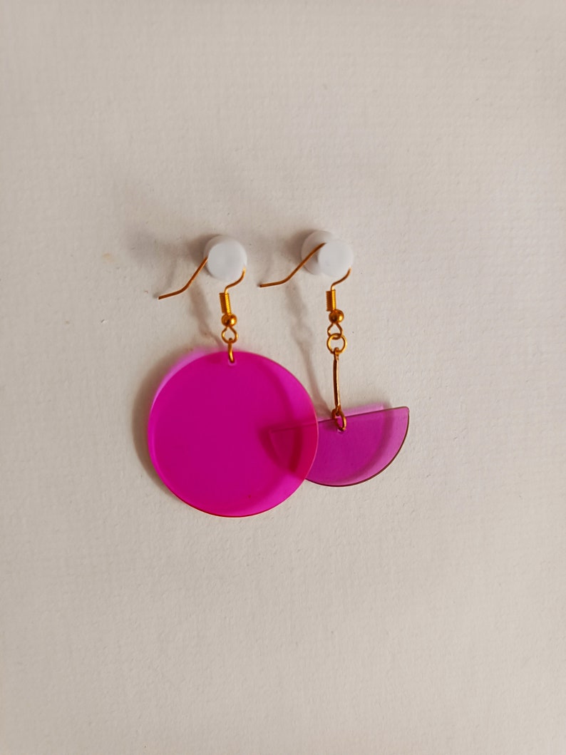Asymmetrical earrings summer collection Purple