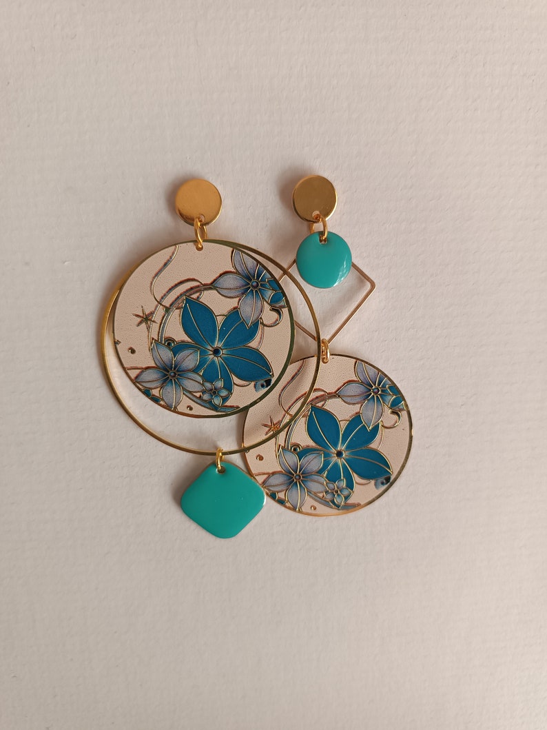 Asymmetrical earrings Turquoise