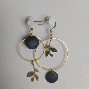 Boucles d'oreilles asymétriques Vert foncé