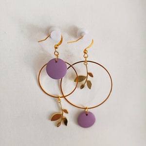 Asymmetrical earrings Purple