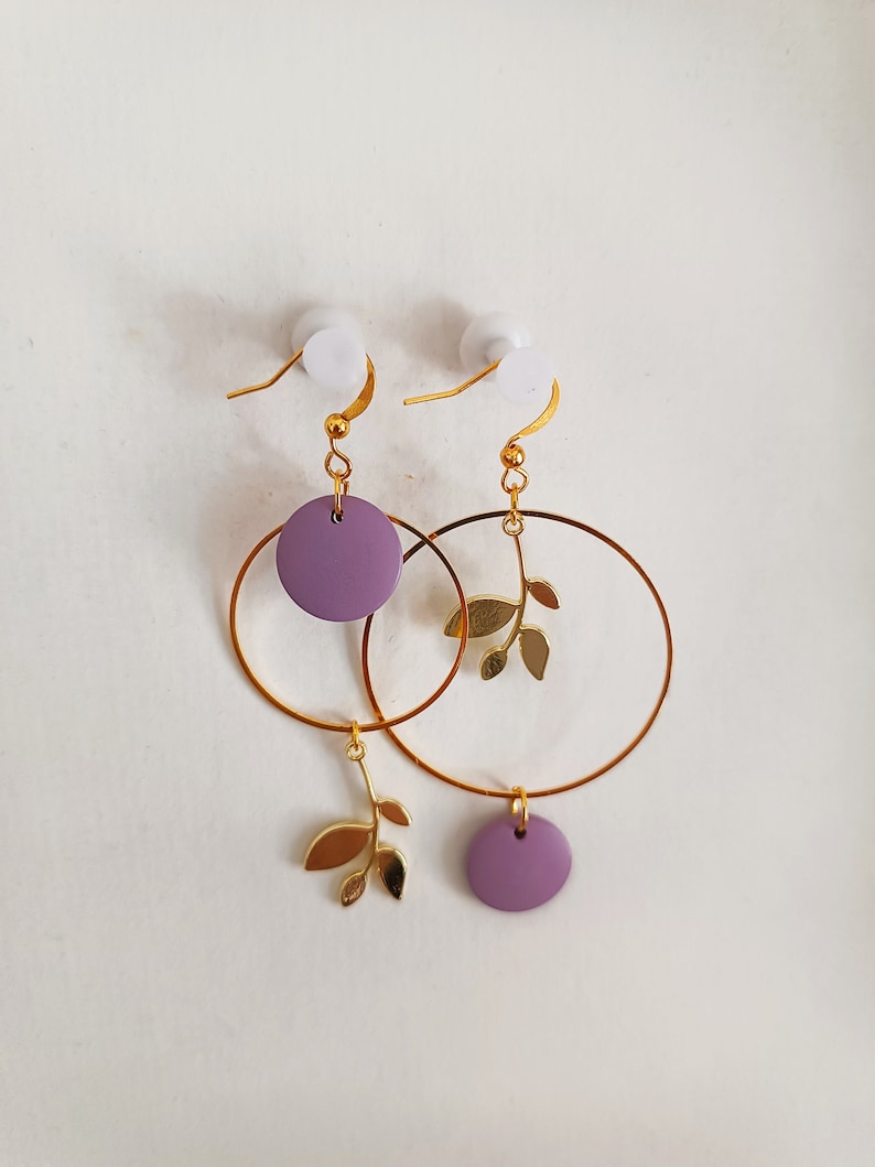 Asymmetrical earrings Purple