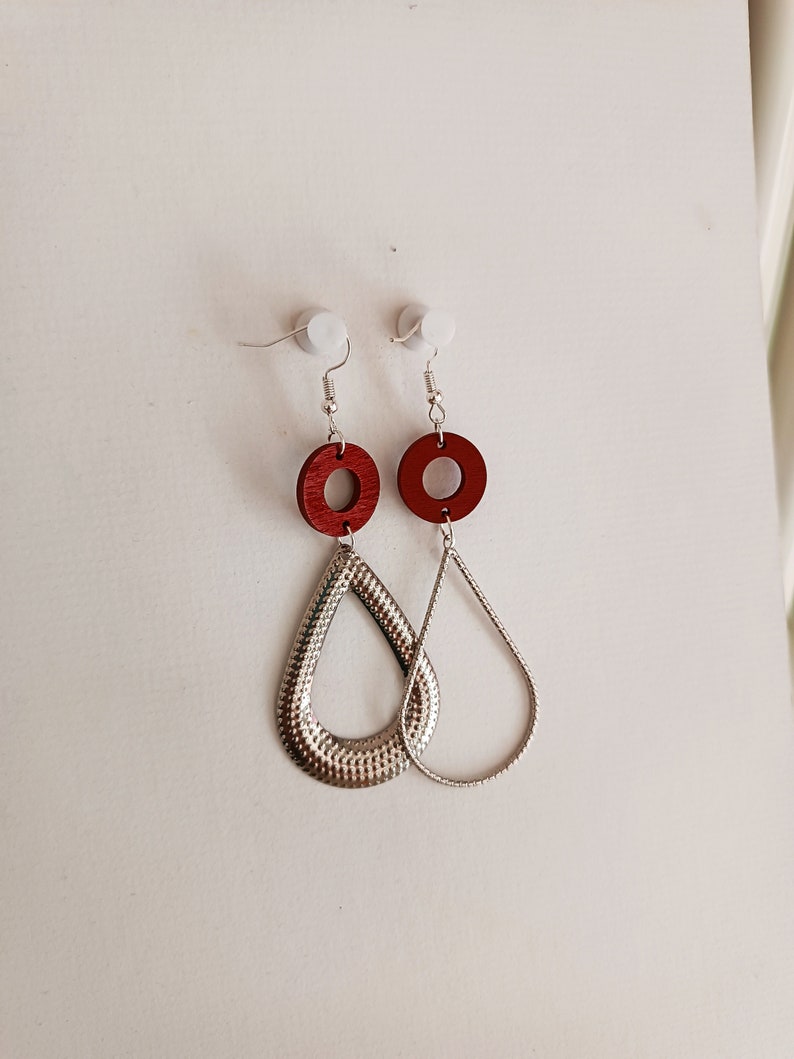 Boucles d'oreilles asymétriques Bordeaux