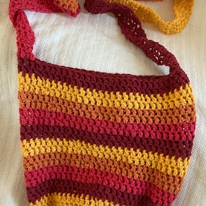 Fall Colors Cotton Crossbody Bag / Environmentally Friendly / Sustainable Stitching
