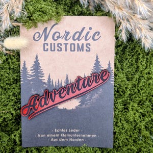 Adventure - Genuine leather patch with laser engraving, customizable color and selectable back