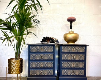 Navy and gold bedside cheap table