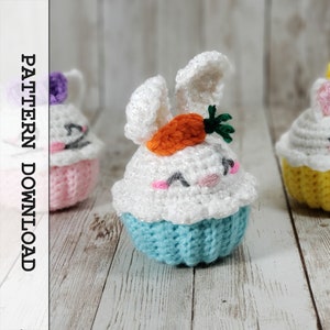 Pattern: Cupcake Pets - Bunny Rabbit Plushy Stuffy Amigurumi | Crochet Easter Basket Stuffer