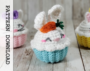 Crochet Pattern: Bunny Cupcake Plush | Amigurumi Toy | Kawaii Dessert Animal | PDF Instant Download | DIY Gift