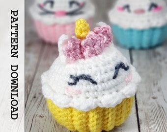 Crochet Pattern - Unicorn Cupcake Plush | Amigurumi Toy | Kawaii Dessert Animal | Beginner-Friendly PDF | Instant Download | DIY Gift
